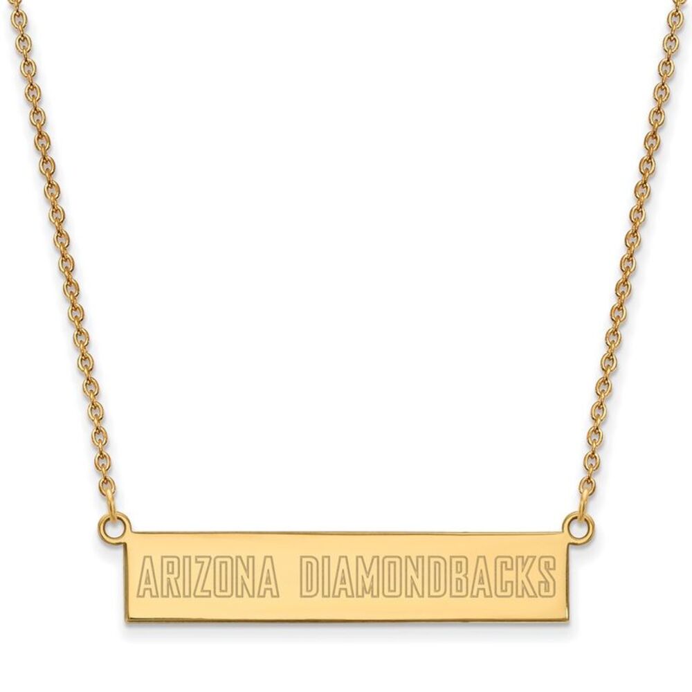 14K Gold Plated S.S. MLB Diamondbacks Small Bar Necklace, 18 Inch